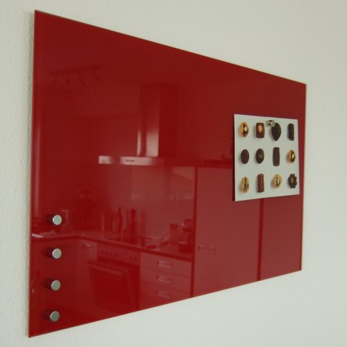Glas Magnettafel / Magnetboard MAX 50×30 cm rot inkl. 5 Magnete, Glasmagnettafel / Magnetwand / Memoboard - 3