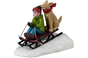 LEMAX Sledge with Dog Doggone Downhill Sledding in Resin H4,8 x 6.5 x 3.8 cm