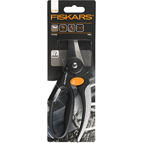 Fiskars Allzweckschere, Länge 20 cm, Rostfreie Stahl-Klinge/Glasfaserverstärkte Kunststoff-Griffe, Schwarz/Orange, Elegance, P45, 1001533 - 4