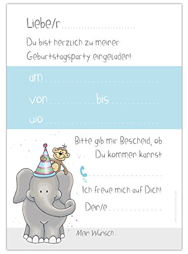 10 EINLADUNGSKARTEN zum Kindergeburtstag „PARTY!!“ neutral für Jungs und Mädchen /Tiere / Zoo - 4