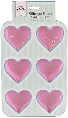 PMS 6 Cupcake Heart Shape Muffin Tray Silicone Cake Cases Fairy Pink Moulds
