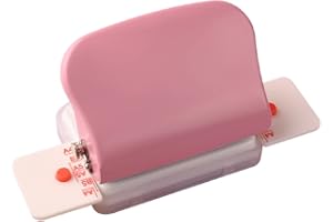Sunydog Perforatrice per carta circolare 6 fori,Perforatrice in metallo a mano,Capacità di 5 fogli,6 mm Applicabile ad A4 A5 B5,Taccuino di ritagli,pianificatore giornaliero,rosa