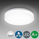 LED Deckenleuchte, wasserfest, IP54 inkl. 13W 1600lm LED Platine, 4000K neutral weiss, 22cm Durchmesser, Badezimmer und Balkon geeignet