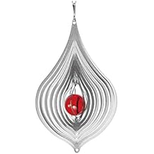 Inox Jeu du vent - GOUTTES - réfléchissant la lumière - Dimension: 10,5x17cm, Bille: O3cm - incl. Suspension