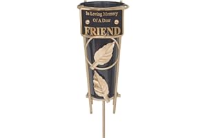 ONLINESTREET Grave Vases with Spike Grave Ornaments - Memorial Plaques/Black Vases Flower Holders with Personalised Quotes; Metal Spikes Grave Decorations in Loving Memory of your Loved Ones (Friend)