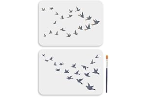 MAYJOYDIY 2Pcs A4 Size Bird Flock Template 29.7x21cm Murmuration Flocking Wall Stencil Reusable Bird Migration Stencil for Painting Wall Home Decor DIY Art Craft