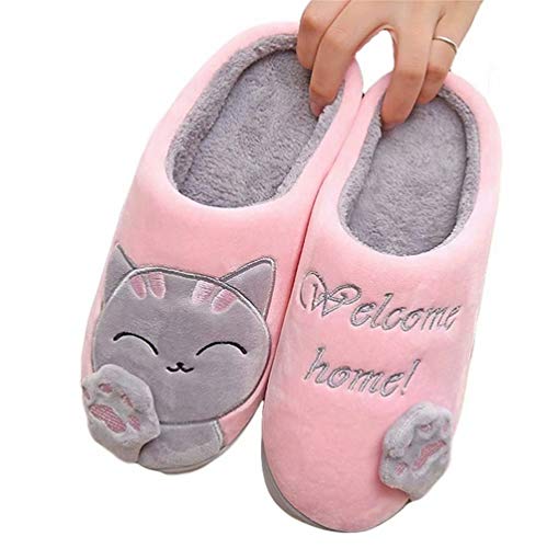 Lnisk Winter Home Slippers Cute Totoro Cartoon Cat Flock Plush