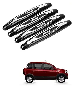 Znee Smart Carnack Car Door Scratch Guard/Protector Black and Chrome Set of 4 Pcs for Mahindra Nuvosport