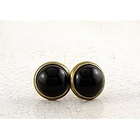 Ohrstecker schwarz Cabochon Vintage