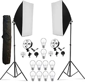 VIBLITZ PRO HD 5 Soft Led Video Light Softbox Kit | 2 Point Lighting | Stand | for YouTube Shooting,Videography, Product Photography, Continuous Studio Lights, Key Fill and Back Light