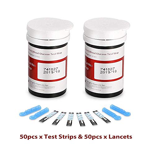 Glucosa en sangre tiras de prueba 50 + lancetas 50 para Sinocare Safe AQ kit de monitor de azúcar en sangre