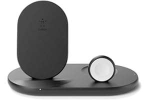 Belkin cargador inalámbrico 3 en 1 (estación de carga inalámbrica de 7,5 W para iPhone, Apple Watch y AirPods, base de carga 