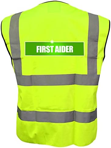 Reflective FIRST AIDER Hi Viz Vis Vest Waistcoat Jacket Safety Medical Healthcare Work Wear High Visibility YELLOW 5
