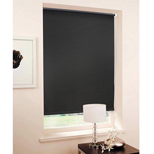 Auralum® Lichtblick Klemmrollo Verdunklungsrollo Seitenzugrollo Verdunkelungsrollo 140x175cm (B x L) mit Gleiche Farbige Beschichtung Klemmfix ohne Bohren Schwarz - 8