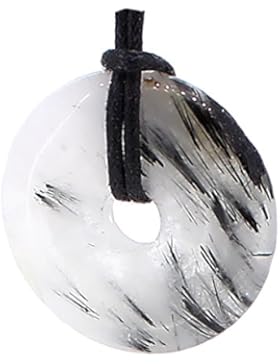 Turmalinquarz Donut Anhänger ca. 30 mm, Edelsteindonut Kettenanhänger