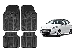 RS Enterprises Carpet Floor/Foot 4D Rubber Mats for Hyundai Grand i10 Nios Magna Car Black