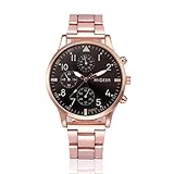 Dragon868 Herren-Armbanduhr Chronograph Luxus Männer Crystal Edelstahl Armbanduhr Armband Multifunktions Stopuhr Modisch Analog Quarz Uhr (E)