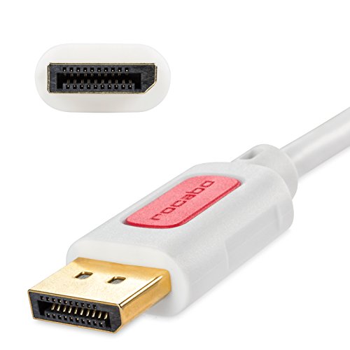 rocabo 1024 DisplayPort zu HDMI Kabel, Displayport (DP) auf HDMI, DisplayPort (Stecker M) zu HDMI (Stecker A), für PC, Computer, TV, Beamer, inkl. Audio-Übertragung, 1080p FULL HD, 2,00m, weiß - 6