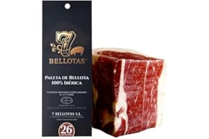 7 BELLOTAS Épaule de Jambon 100% Pata Negra | Fabriquée à partir de Porcs Ibériques Nourris aux glands et Processus de Curation Naturelle | Paleta de Bellota Iberico | 26 Mois (Désossé + 1,0 Kg.)