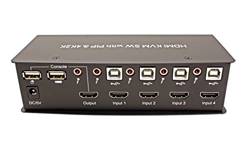 Value 14993337 HDMI 4K2K USB 2.0 KVM-Audio-Switch mit USB-Hub, 1 User 4 PCs schwarz - 5