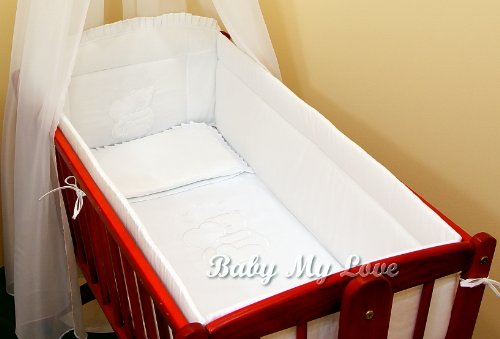 6 pcs bedding set /Bumper/sheet/duvet/ bumper all around to fit baby swinging crib WHITE
