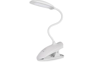 LEDGLE Lámpara de lectura de Clip regulable de 8W. Segura para la vista. Lámpara de mesa, con cuello flexible, recargable de 1200 mAh. Batería de litio. 7 a 10 horas de uso.