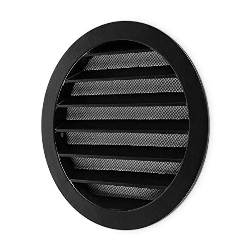 calimaero WSGB 160 mm - Rund Wetterschutzgitter Schwarz Flansch Insektenschutz Lüftungsgitter