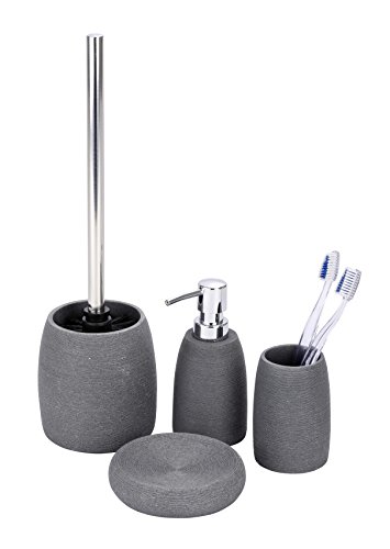 Wenko 21720100 WC-Garnitur Goa, Kunststoff – Polyresin, 11,8 x 38,5 x 11,8 cm, grau - 2