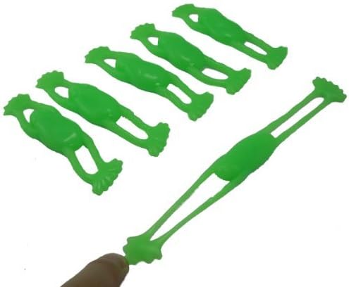 24 YabberÂ® Green Flying Stretchable Rubber Sticky Sling Shot Frog Toy Birthday Party Favors Christmas Stocking Stuffers
