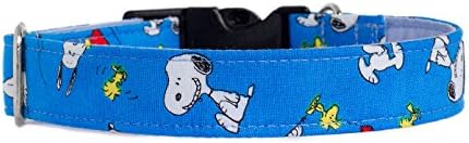 Noddy &amp; Sweets Handmade Dog Collar with Charm [Snoopy Oh Joy! Blue] - Large
