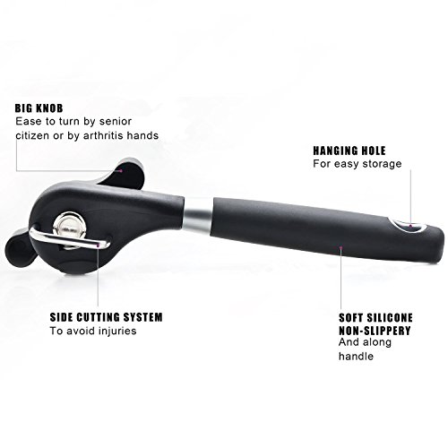 Sicherheits dosenöffner,Edelstahl,Ergonomisches rutschfestes Design mit glattem Rand,Schneidet ohne scharfe Kanten,Deckel kann wieder aufgelegt werden - 4