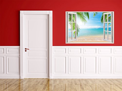 3D-Wandbild Geöffnetes Fenster – großformatig aus hochwertigem Vinyl – wiederverwendbar – 85 x 115 cm – Wandaufkleber – Wandgemälde für Wand – Hochwertige Aufkleber – Wandtattoo Fenster - 8