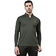 ATICX Men’s Slim Fit Polyester Full Sleeve T Shirt - Compression Tight Top Base Layer with Zip for Gym, Cycling, Running