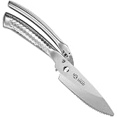 MITSUMOTO SAKARI 12cm Professional Kitchen Scissors, High Strength Japanese | 27 cm Kitchen Scissors Titanium Coated Silver E