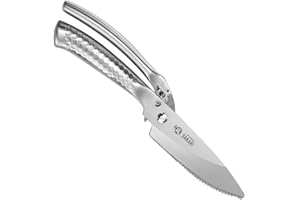 MITSUMOTO SAKARI 12 cm Forbici da Cucina Giapponese, Argento Titanio Placcatura Cucina Cesoie Pesanti, MultiPurpose in Acciaio Inox Pollame Cesoie per Pollo, Carne, Ossa, Pesce