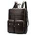 Produktbild HWYP Mens echtes Leder handgefertigt 17 Zoll Laptop Rucksack Rucksack Multi Taschen Reise Sporttasche-black