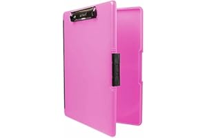 Dexas Slimcase Klemmbrett mit 2 Aufbewahrungsfächern und seitlicher Öffnung, Neonrosa, Bürobedarf-Klemmbretter zum Organisieren, Tragen und Aufbewahren, A4-Halter, kombiniert Stil und Funktionalität,