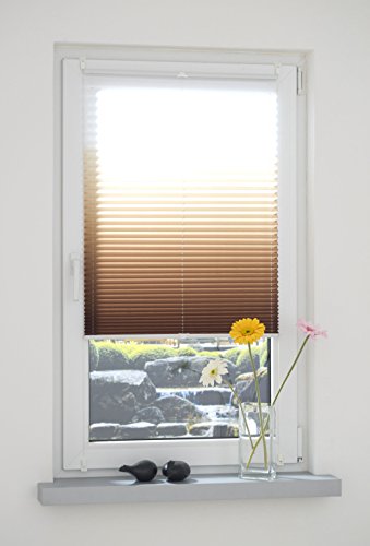 GARDUNA FLOW Plissee # braun 45cm # – mit FARBVERLAUF – verspannt – Smartfix – Klemmfix – ohne bohren – viele Größen – Sichtschutz – lichtdurchlässig - 2