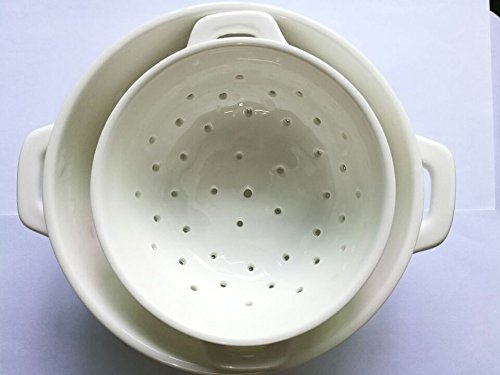 YoHom Seiher Klein Keramik Porzellan Colander Küche Sieb Schüssel für Gemüse Obst Küche Werkzeug, klein, weiß - 3