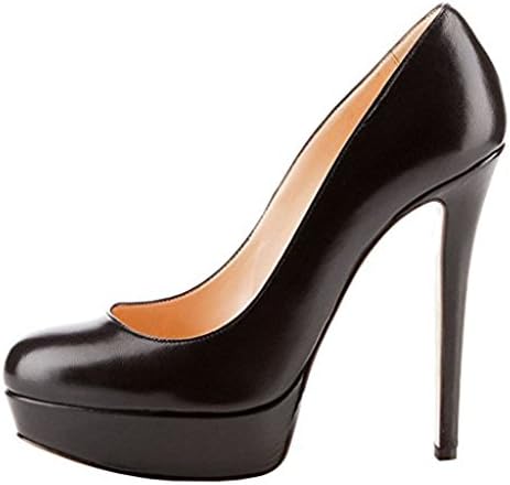 Mermaid Women’s Shoes Round Toe Slip-On High Heel Platform Pumps-Black1-14