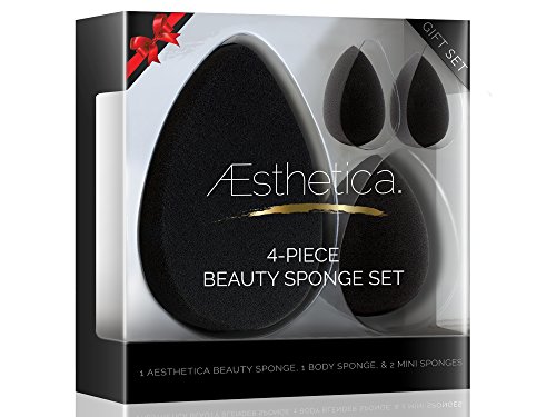 Aesthetica 4 Piece Beauty Sponge Blender Set - Includes Original Beauty Sponge, Body Sponge & Two Mini Beauty Sponges - Latex Free