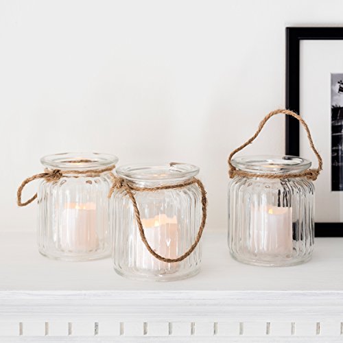 3er Set LED Votivkerzen im Dekoglas Batteriebetrieb Lights4fun - 3