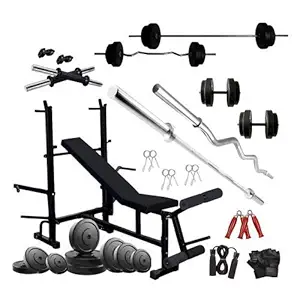 Hashtag Fitness Home Gym Set with 8 in 1 Bench 60 Kg, Rods for Full Indoor Workout