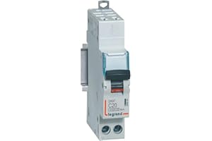 406884 Disjoncteur Legrand 20A unipolaire + neutre DX3 - courbe C - 4,5/6kA - AUTO+VIS - 1 module