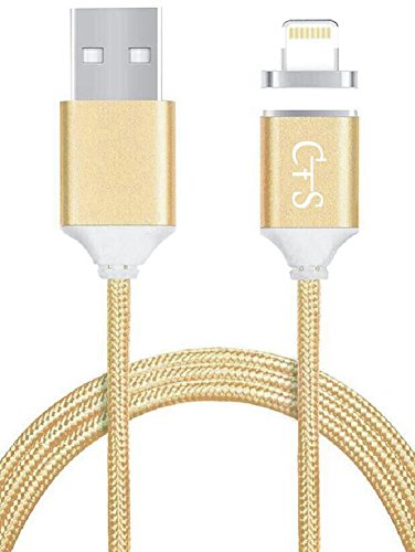 Magnet | Ladekabel | Datenkabel | Schnellladekabel | Lightning | Original | Nylon | USB 1M 2.4A für iPhone 5 5C 5S SE 6 6S 7 Plus iPad Air iPod Mini ( Lightning für Apple Gold )