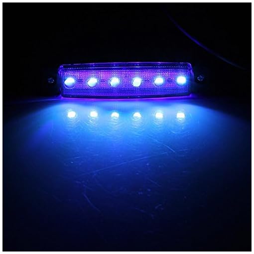 LED indicatore di direzione Luci di posizione laterali per camion rimorchio roulotte camper Bus Camion Bus barca trattore Camper, 6 LED, 12 V (Blu)