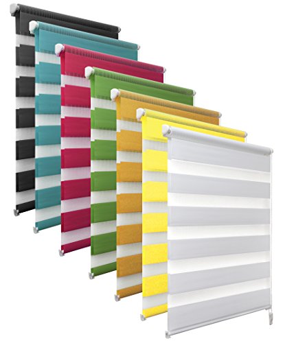 way2way Duo-Doppel-Rollo |dunkel anthrazit 80cm | Smartfix - Klemmfix - ohne bohren - viele Farben & Größen - Sichtschutz - lichtdurchlässig