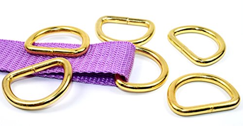 D-Ringe-Halbringe, 10 Stück 25x18x4mm Farbe: gold, für 25mm Gurt/Band geeignet.