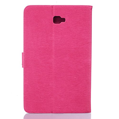 Romtronic Lederhülle Leder Tasche Case Cover für Samsung Galaxy Tab A 10.1 2016 (SM-T580 SM-T585) Hülle PU Schutz Etui Schale Feather Muster Design Backcover Flip Cover Wallet Case mit Standfunktion Karteneinschub und Magnetverschluß (Magenta) - 3