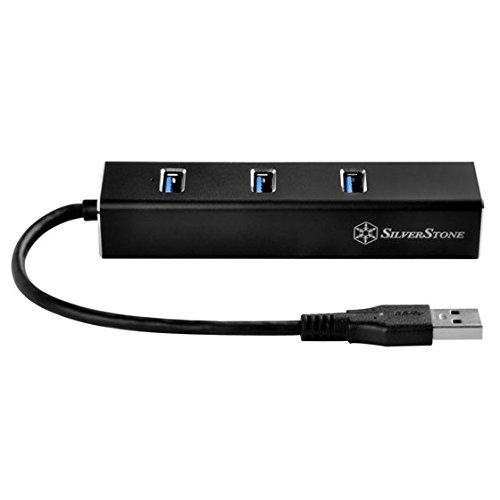 SilverStone SST-EP04 – 3-Port USB 3.1 Hub, Gen 1 Type A mit RJ45 Gigabit Ethernet Netzwerk Adapter, Aluminium - 4